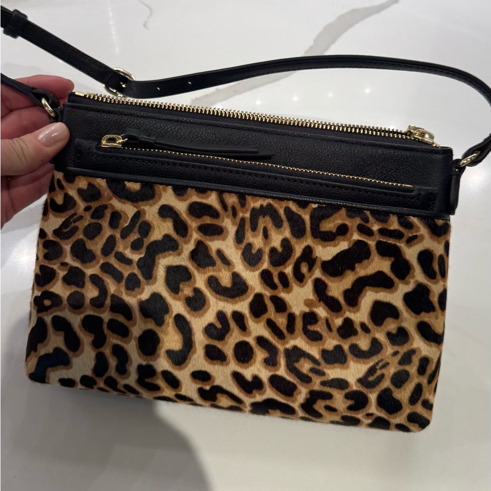 Talbots leopard calf hair & leather handbag.  Brand new, never used.